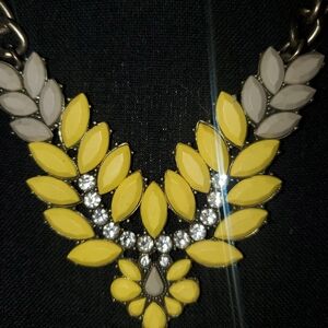 Yellow and Gray Statement Necklace
